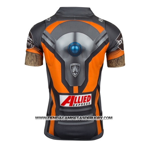 Camiseta Wests Tigers Rocket Raccoon Marvel Rugby 2017 Gris Naranja